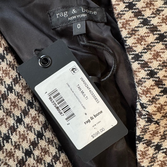 RAG & BONE Drew Houndstooth Blazer Multi Tan Academia NWT - Picture 8 of 13